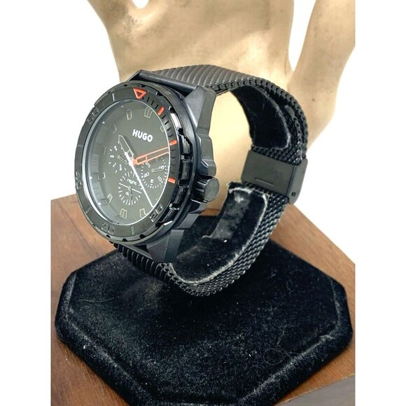 Hugo Boss Men's Watch 1530289 Quartz Black Dial Mesh Stainless Steel 44mm - Picture 2 of 13